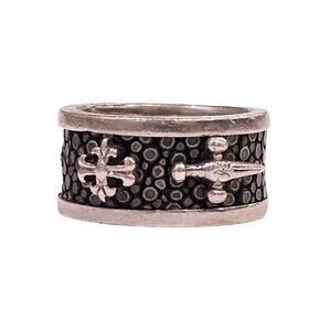 Alan Kay Men's Stingray Leather and Metal Designer Ring, Size 10